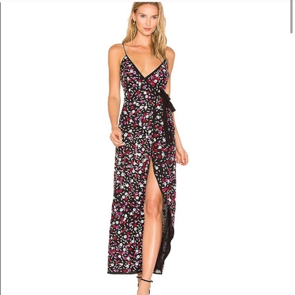 NWT LPA 138 Floral Sequin Wrap Maxi Dress - Picture 2 of 5